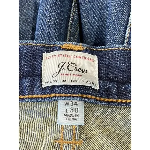 J. CREW Men's Dark Faded Wash 770 Straight-Leg Five-Pocket Denim Pants SZ 34X30